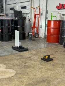 Rapid Center ADAS Calibration elements on garage floor
